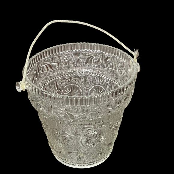 Vintage Sandwich Glass Planter Ice Bucket American Concord MCM Pressed Embossed - Picture 3 of 10